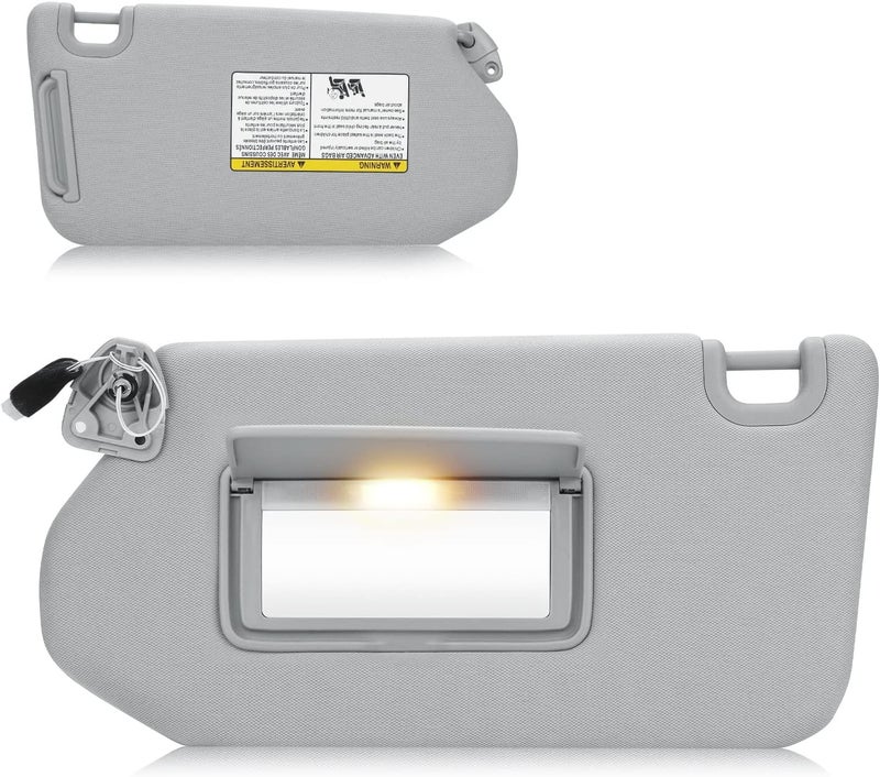 AEagle Sun Visor with Light for 2013-2018 Nissan Pathfinder, 2014-2017 Infiniti QX60, 2013 JX35, Left Driver Side Gray Sunvisor Replacement 96401-9PB0A - Image 1